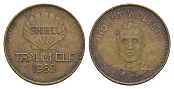 Германия жетон Shell - Dream Team Германии - Хорст Вольтер 1969 диаметр 26 мм, вес 5 гр сталь плакированная латунью 4656-337