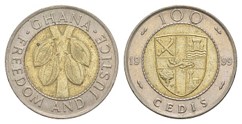 Гана 100 седи 1999 KM 32 биметалл UNC 4642-145