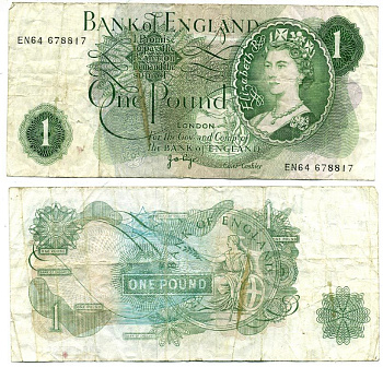 АНГЛИЯ 1 ФУНТ 1970-1971 PAGE Pick 374g бумага 7218-29-1