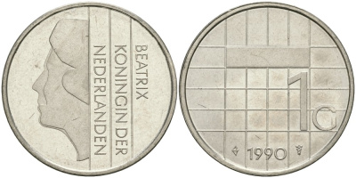 Нидерланды 1 гульден 1990 Беатрикс (1980-2013) KM 205 никель UNC 4579-442