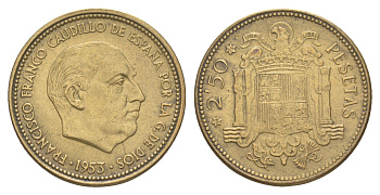 Испания 2,5 песеты 1953 (56) Франсиско Франко KM 785 алюминиевая бронза 4176-221