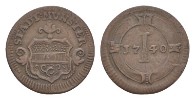 Мюнстер 1 пфенниг 1740 KM 335 медь 633-1015