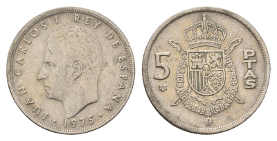 Испания 5 песет 1975 (78) Хуан Карлос I (1975-2014) KM 807 медно-никель 4707-342