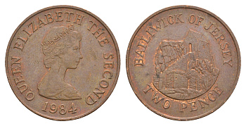 Джерси 2 пенса 1984 Елизавета II (1952-2022), Сент-Хелиер KM 55 бронза    4660-216