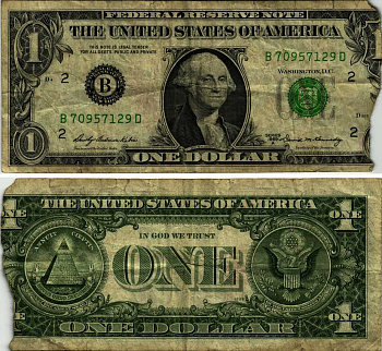 США 1 ДОЛЛАР 1969 А, БУКВА В, НЬЮ ЙОРК, ШТАТ НЬЮ ЙОРК Pick 449b бумага 6266-9-2