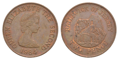 Джерси 2 пенса 1984 Елизавета II (1952-2022), Сент-Хелиер KM 55 бронза    4660-216