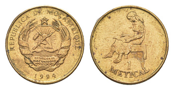 Мозамбик 1 метикал 1994 KM 115 сталь плакированная латунью aUNC 4644-832
