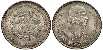 Мексика 1 песо 1962 Хосе Мария Морелос KM 459 серебро XF-UNC 107-1121