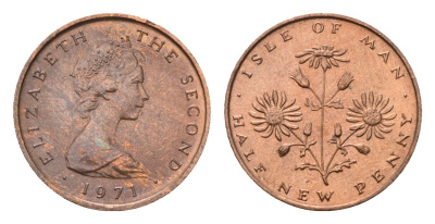 Остров Мэн 1/2 пенни 1971 KM 19 бронза UNC 4649-1036
