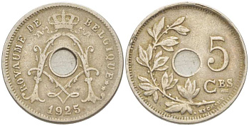 Бельгия 5 сантимов 1925 Belgique, Альберт I (1909-1934) KM 66 медно-никель 3309-1264