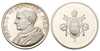 Ватикан медаль в честь избрание папой римским Павлом VI ND (1963) Павел VI, диаметр 35 мм, вес 16,4 гр бронза плакированная серебро 4667-1221