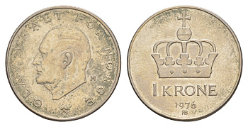 Норвегия 1 крона 1976 Улаф V (1958-1991) KM 419 медно-никель aUNC 4646-1016