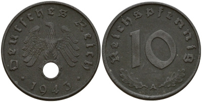 Германия 10 рейхспфеннигов 1942 A KM 101 цинк 4156-437