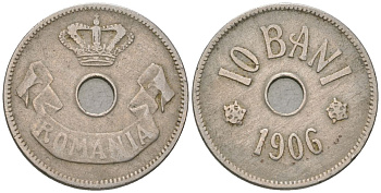 Румыния 10 бань (бани) 1906 Кароль I (1881-1914) KM 32 медно-никель 218-442