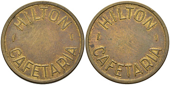 НИДЕРЛАНДЫ КОФЕЙНЫЙ ЖЕТОН HILTON "CAFETARIA", ДИАМЕТР 23,5 ММ. латунь 4573-434