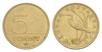 Венгрия 5 форинтов 2001 BP KM 694 никель латунь 4528-349