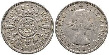 Великобритания 2 шиллинга (флорин) 1961 Елизавета II (1952-2022) KM 906, Spink 4146 медно-никель 59-1745