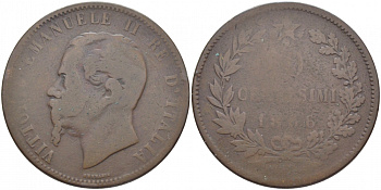 ИТАЛИЯ 10 ЧЕНТЕЗИМО 1866 ВИКТОР ЭММАНУИЛ II (1861-1878) KM 11.2 бронза 114-614