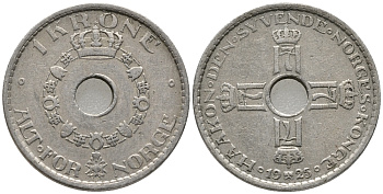 Норвегия 1 крона 1925 Хокон VII (1905-1957) KM 385 медно-никель 28-821