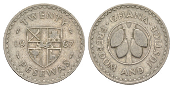 Гана 20 песев 1967 KM 17 медно-никель 4153-1043