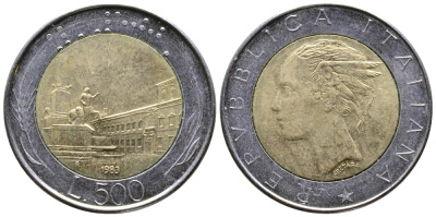 Италия 500 лир 1983 R KM 111 биметалл 259-751