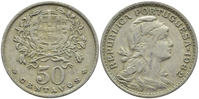 Португалия 50 сентаво 1962 KM 577 медно-никель 4395-813