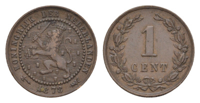 Нидерланды 1 цент 1878 KM 107 бронза 4651-1059