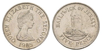 Джерси 5 пенсов 1985 башня Сеймур, Елизавета II (1952-2022) KM 56.1 медно-никель  aUNC  4660-227