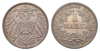Германия 1 марка 1915 F, Вильгельм II (1888-1918) KM 14, J. 17 серебро aUNC 4626-311