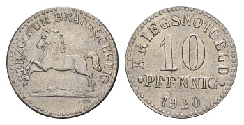 Брауншвейг 10 пфеннигов 1920 Funck 56.5, Men05 3454.11, Men18 4388.11 железо 4636-945