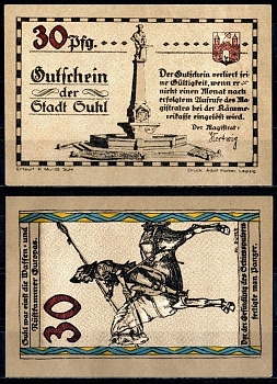 Зуль (Пруссия, Саксония) 30 пфеннигов 1922 Mehl Grabowski 1303.2-1/4 бумага UNC (пресс) 7556-64-2-2