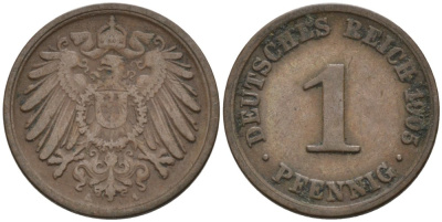 Германия 1 пфенниг 1905 A KM 10, J. 10 медь 4567-1213