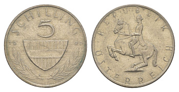 Австрия 5 шиллингов 1990 KM 2889а медно-никель 4631-1033