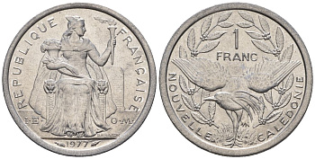 Французская Новая Каледония 1 франк 1977  KM 10 алюминий  UNC  4610-521