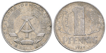 ГДР 1 пфенниг 1975 А KM 8.1 алюминий 4615-1247