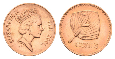 Фиджи 2 цента 2001 KM 50a цинк плакированный медью UNC 4668-564