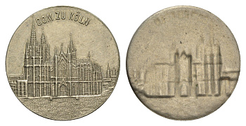 Германия медаль "Кёльнский собор", односторонний оттиск ND диаметр 24,6 мм, вес 1,7 гр белый металл UNC 4548-457