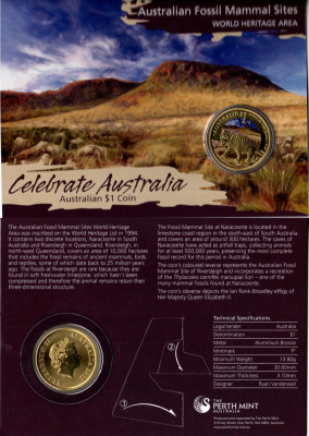 Австралия 1 доллар 2011 Гордость Австралии - Риверслей (Australian Fossil Mammal Sites), в оригинальной упаковке KM 1615 алюминиевая бронза BU 6-6-2-45