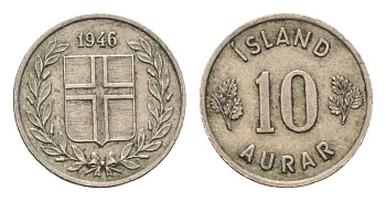 Исландия 10 эйре 1946 KM 10 медно-никель 4690-649