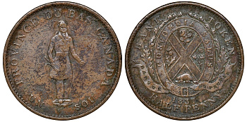 Канада 1/2 пенни 1837 Ловер KM Tn7 медь 4139-231