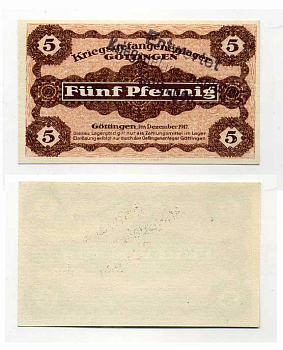 Германия 5 пфеннигов 1917 Гёттинген, лагерь военнопленных C-3020 бумага UNC (пресс) 7555-50-1-2