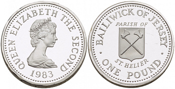 Джерси 1 фунт 1984 приход СЕНТ-БРЕЛАД, тираж 2500 экземпляров KM 61 а серебро PROOF 650-1215