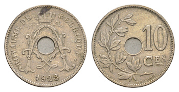 Бельгия 10 сантимов 1928 Belgique, Альберт I (1909-1934) KM 85 медно-никель 4640-1145
