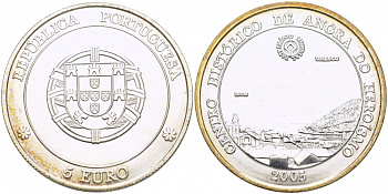 ПОРТУГАЛИЯ 5 ЕВРО 2005 ИСТОРИЧЕСКИЙ ЦЕНТРА АНГРЫ KM 760 серебро UNC 06-204-25