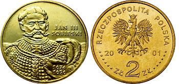 Польша 2 злотых 2001 MW, серия Польские короли, Ян III Собеский (1674-1696) KM 423 нордик UNC 4676-122