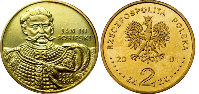 Польша 2 злотых 2001 MW, серия Польские короли, Ян III Собеский (1674-1696) KM 423 нордик UNC 4676-122