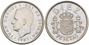 ИСПАНИЯ 10 ПЕСЕТ 1984 ХУАН КАРЛОС I (1975-) KM 827 медно-никель 3309-318