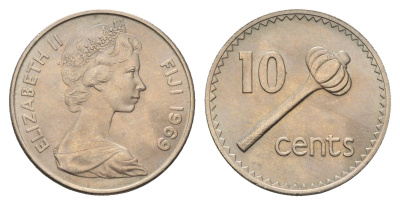 Фиджи 10 центов 1969 KM 30 медно-никель UNC 4119-541
