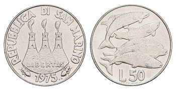 Сан-Марино 50 лир 1975 Любовь у животных KM 45 нержавеющая сталь UNC 4648-234