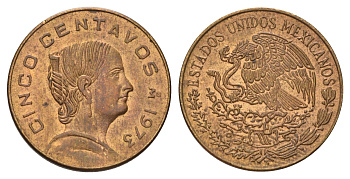 Мексика 5 сентаво 1973 Жозефа Ортис де Домингес KM 427 латунь UNC 4580-363
